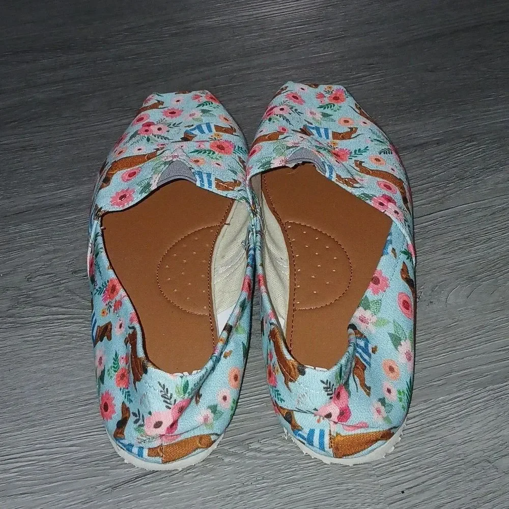Groove Bags Dauch hound floral print canvas slip on shoes Sz 7.5 NWOT